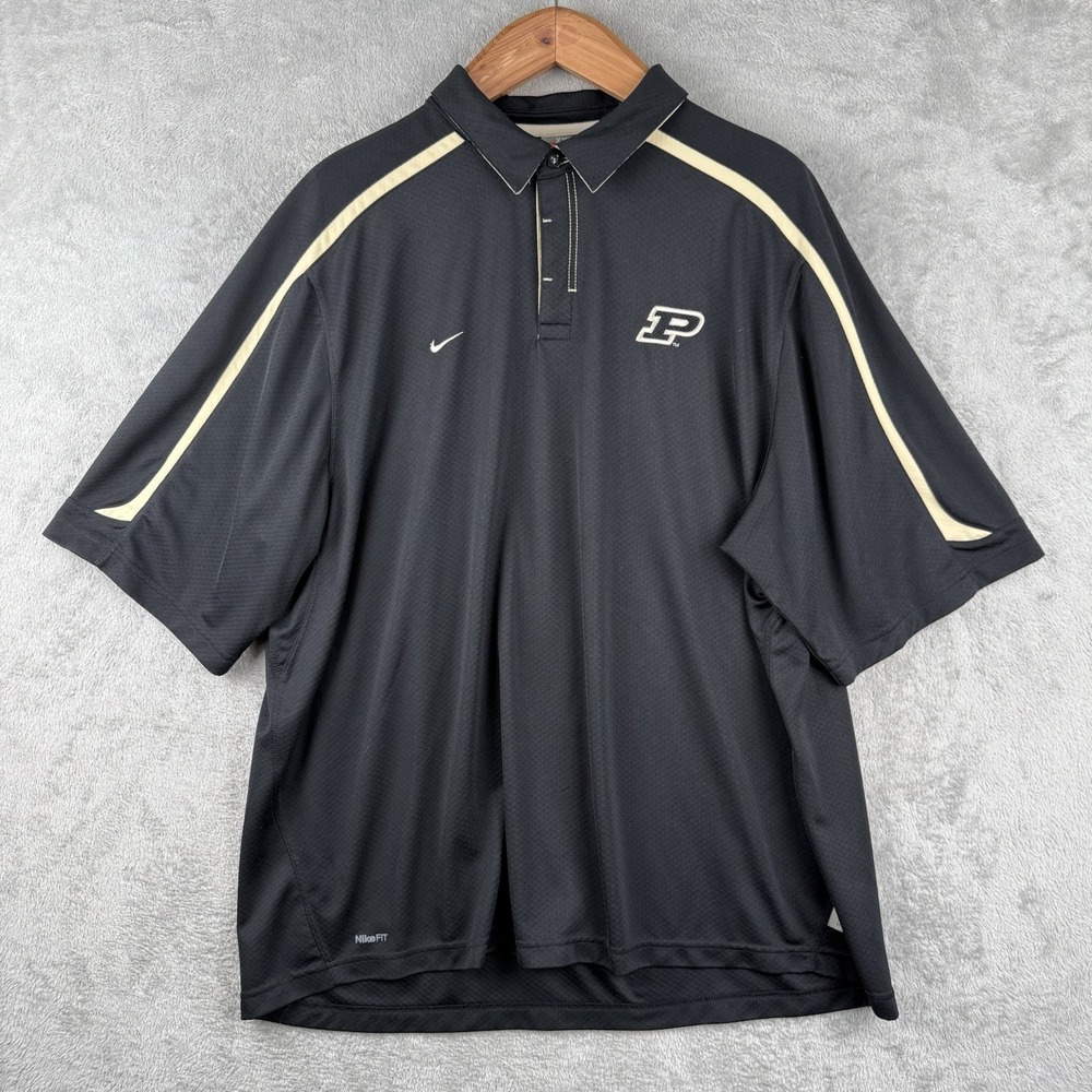 Purdue Boilermakers Y2K Nike Polo Shirt Mens XXL Black College Football NCAA